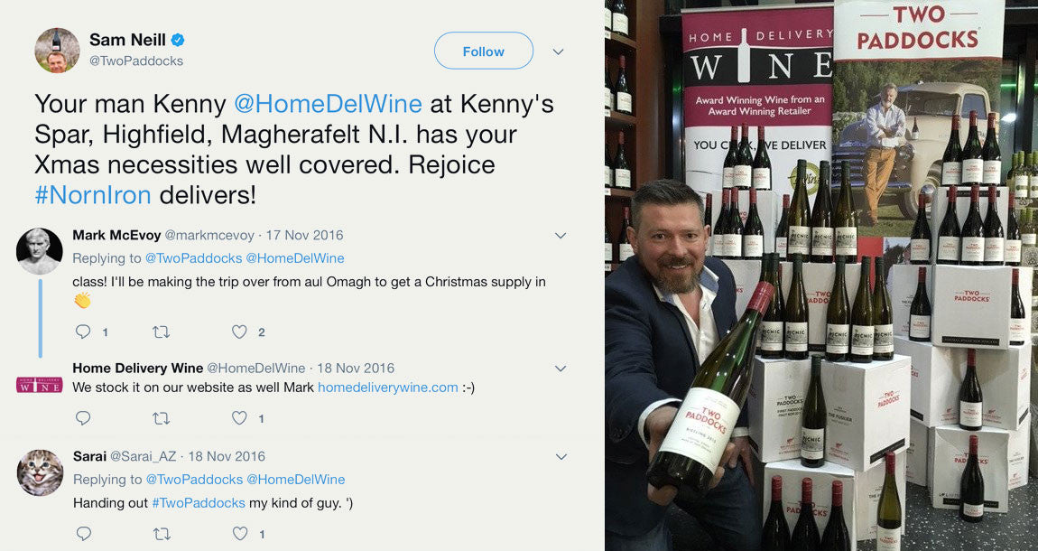 Hollywood star Sam Neill puts Home Delivery Wine in the Spotlight